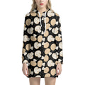 Champignon Mushroom Pattern Print Pullover Hoodie Dress