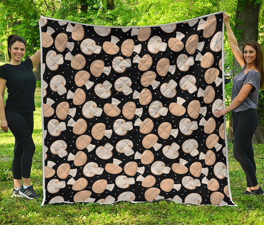 Champignon Mushroom Pattern Print Quilt