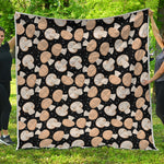 Champignon Mushroom Pattern Print Quilt