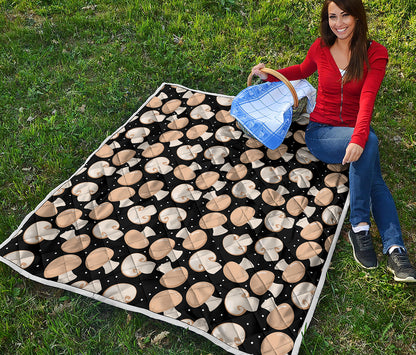 Champignon Mushroom Pattern Print Quilt