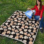 Champignon Mushroom Pattern Print Quilt