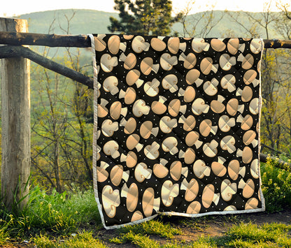 Champignon Mushroom Pattern Print Quilt