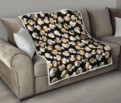 Champignon Mushroom Pattern Print Quilt