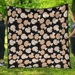 Champignon Mushroom Pattern Print Quilt