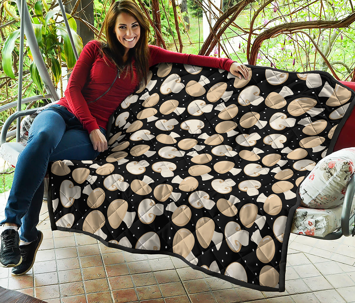 Champignon Mushroom Pattern Print Quilt