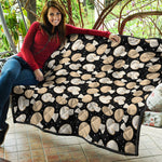 Champignon Mushroom Pattern Print Quilt