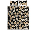 Champignon Mushroom Pattern Print Quilt Bed Set