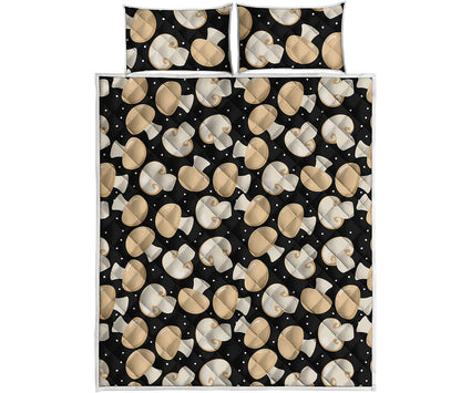 Champignon Mushroom Pattern Print Quilt Bed Set