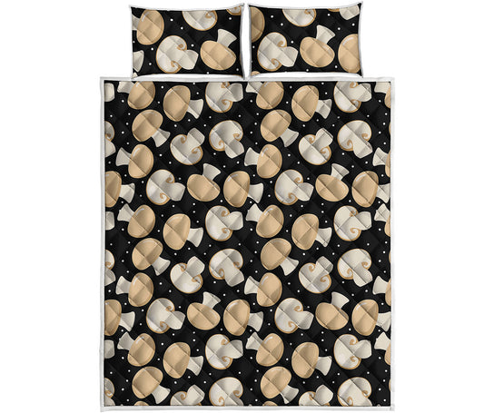 Champignon Mushroom Pattern Print Quilt Bed Set