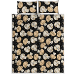 Champignon Mushroom Pattern Print Quilt Bed Set