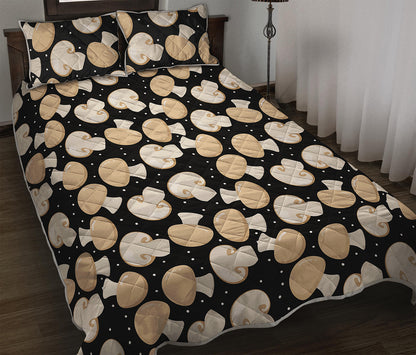 Champignon Mushroom Pattern Print Quilt Bed Set