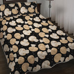 Champignon Mushroom Pattern Print Quilt Bed Set