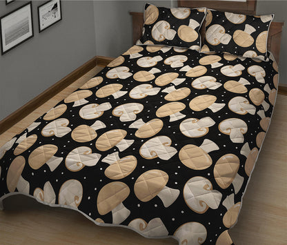 Champignon Mushroom Pattern Print Quilt Bed Set