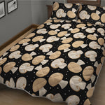 Champignon Mushroom Pattern Print Quilt Bed Set