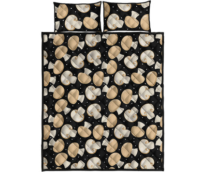 Champignon Mushroom Pattern Print Quilt Bed Set
