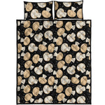 Champignon Mushroom Pattern Print Quilt Bed Set