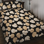 Champignon Mushroom Pattern Print Quilt Bed Set