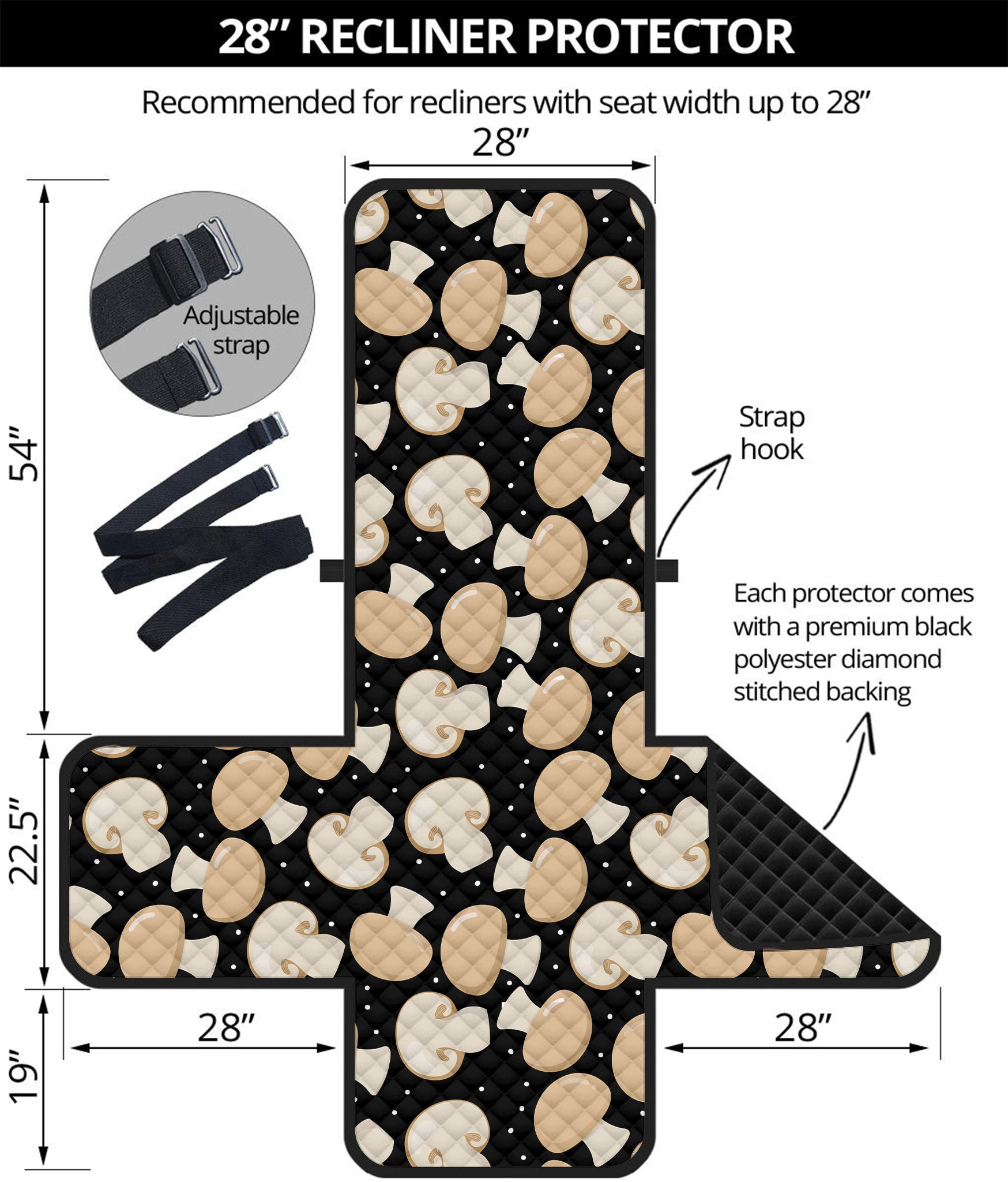 Champignon Mushroom Pattern Print Recliner Protector