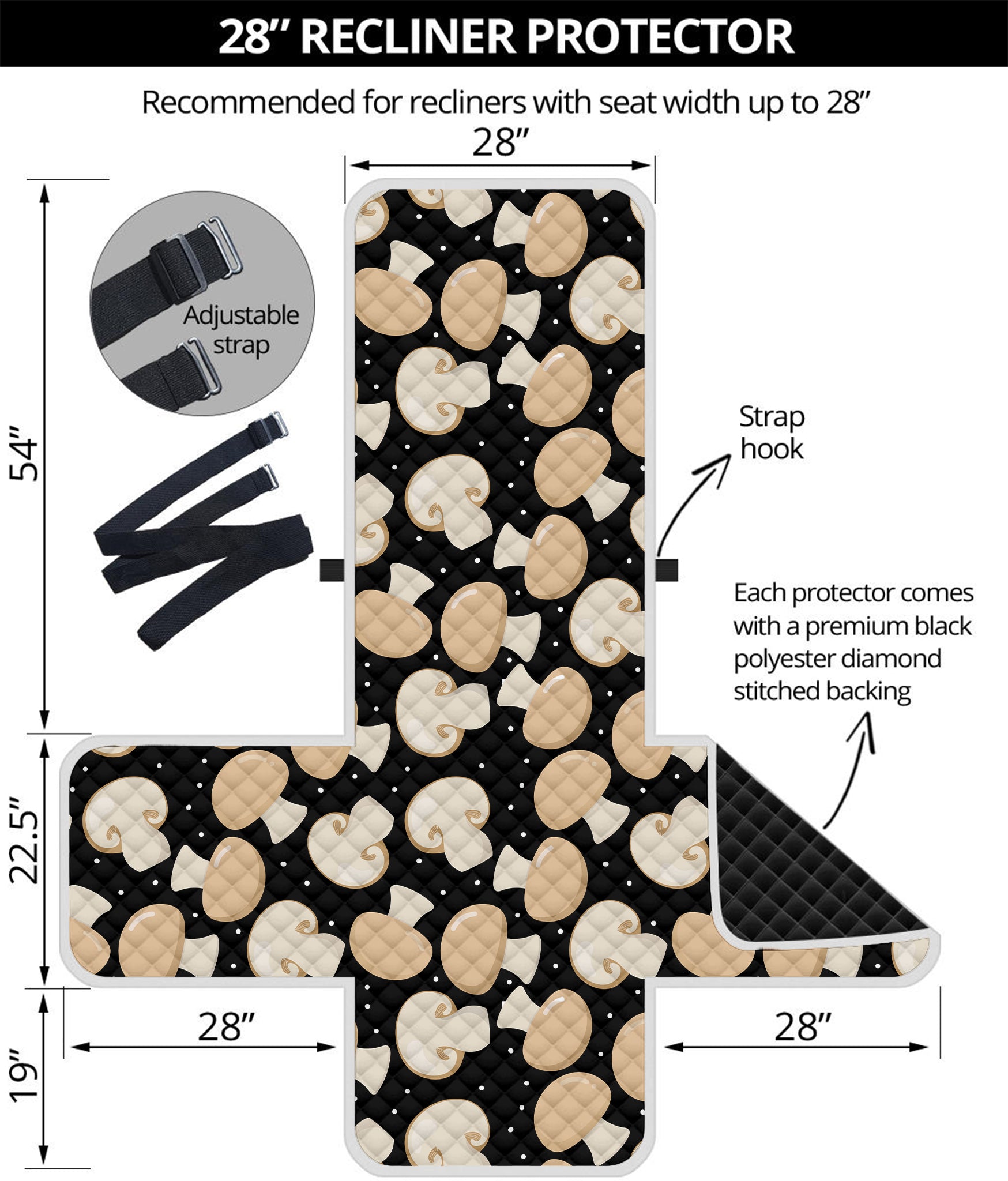 Champignon Mushroom Pattern Print Recliner Protector