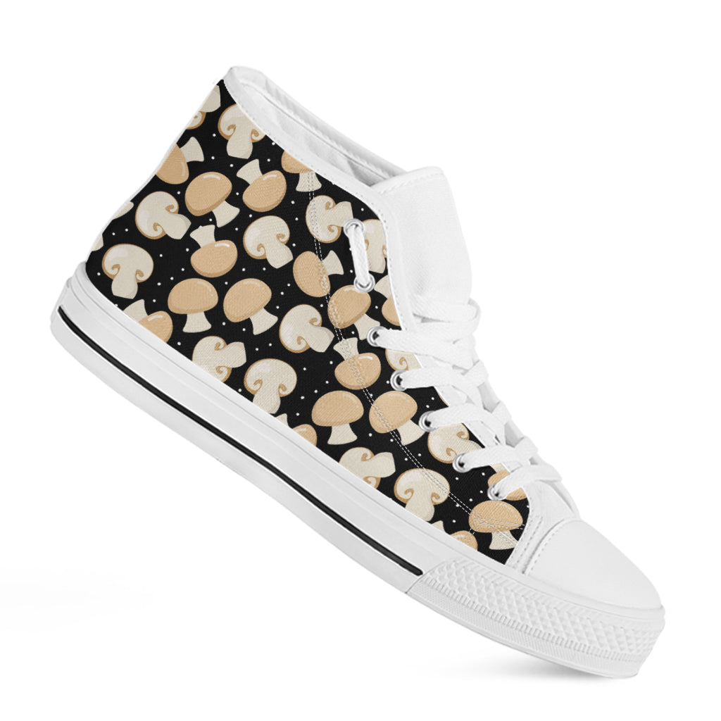 Champignon Mushroom Pattern Print White High Top Shoes