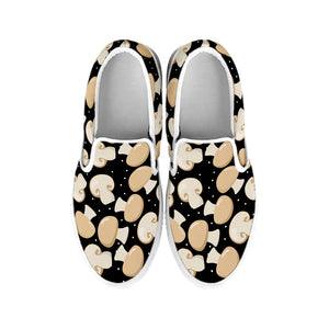 Champignon Mushroom Pattern Print White Slip On Shoes