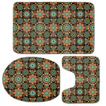 Chaotic Boho Floral Pattern Print 3 Piece Bath Mat Set
