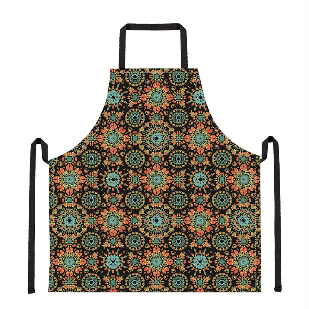 Chaotic Boho Floral Pattern Print Apron