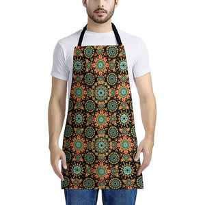 Chaotic Boho Floral Pattern Print Apron