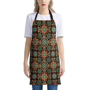 Chaotic Boho Floral Pattern Print Apron