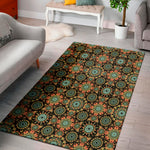 Chaotic Boho Floral Pattern Print Area Rug