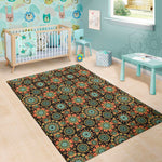 Chaotic Boho Floral Pattern Print Area Rug