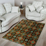 Chaotic Boho Floral Pattern Print Area Rug