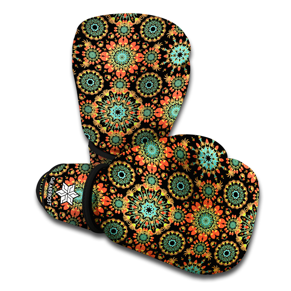 Chaotic Boho Floral Pattern Print Boxing Gloves