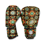 Chaotic Boho Floral Pattern Print Boxing Gloves