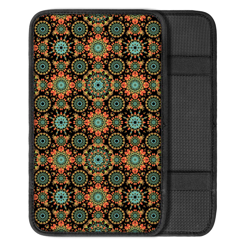 Chaotic Boho Floral Pattern Print Car Center Console Cover
