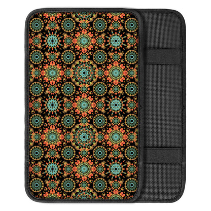 Chaotic Boho Floral Pattern Print Car Center Console Cover