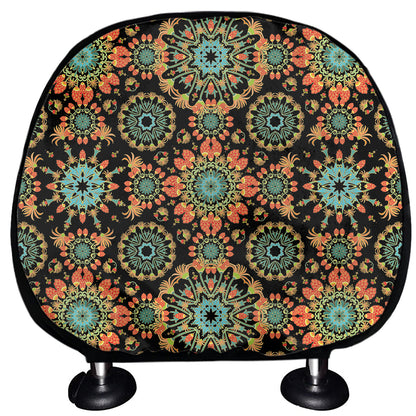 Chaotic Boho Floral Pattern Print Car Headrest Covers