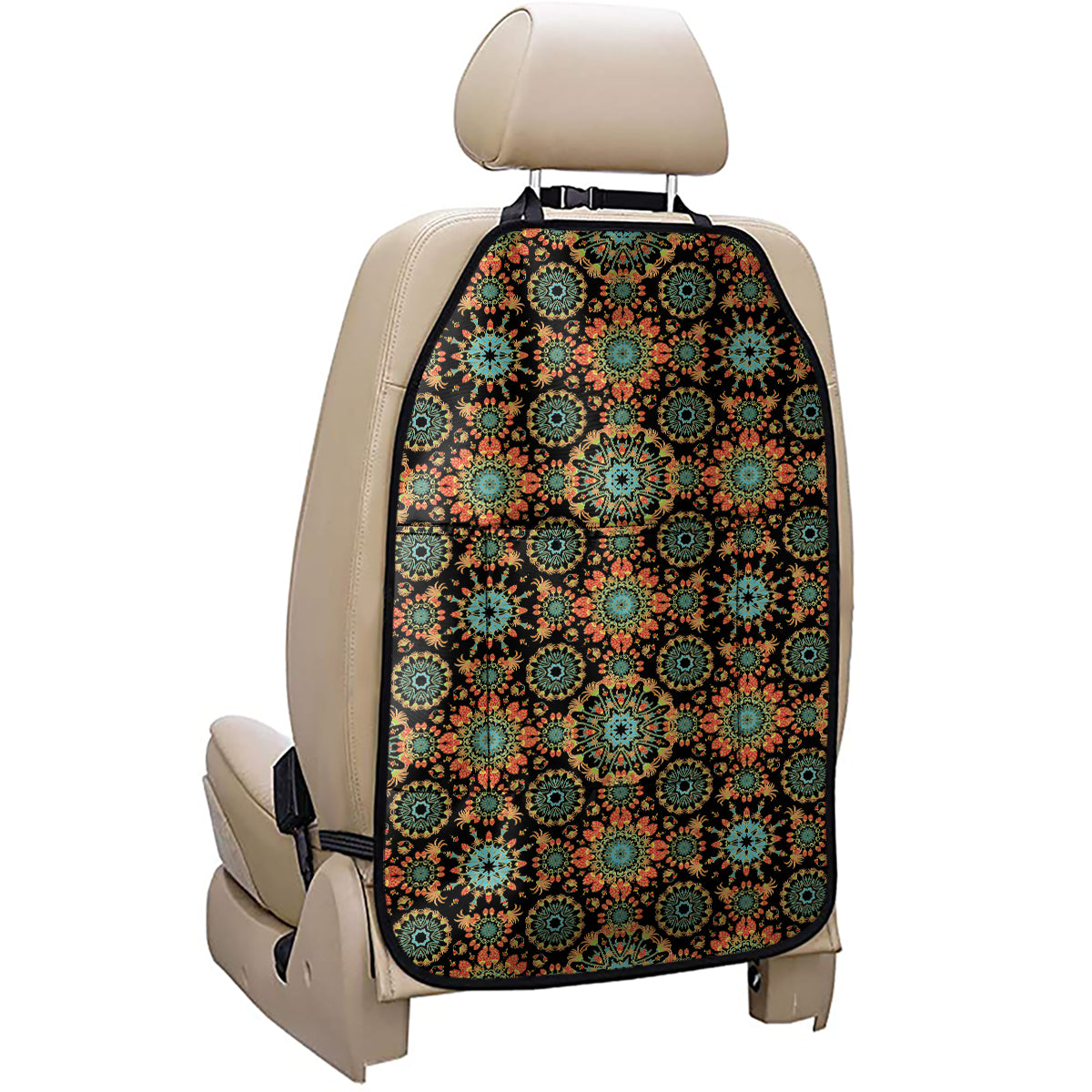 Chaotic Boho Floral Pattern Print Car Seat Organizers