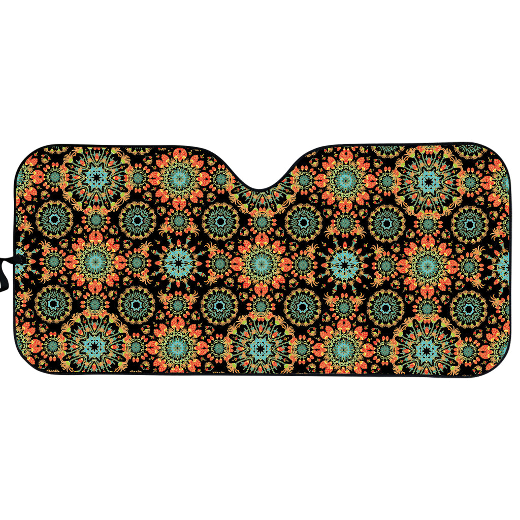 Chaotic Boho Floral Pattern Print Car Sun Shade