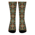 Chaotic Boho Floral Pattern Print Crew Socks