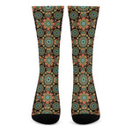 Chaotic Boho Floral Pattern Print Crew Socks