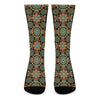 Chaotic Boho Floral Pattern Print Crew Socks