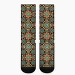 Chaotic Boho Floral Pattern Print Crew Socks