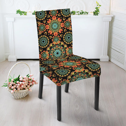 Chaotic Boho Floral Pattern Print Dining Chair Slipcover