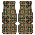 Chaotic Boho Floral Pattern Print Front and Back Car Floor Mats