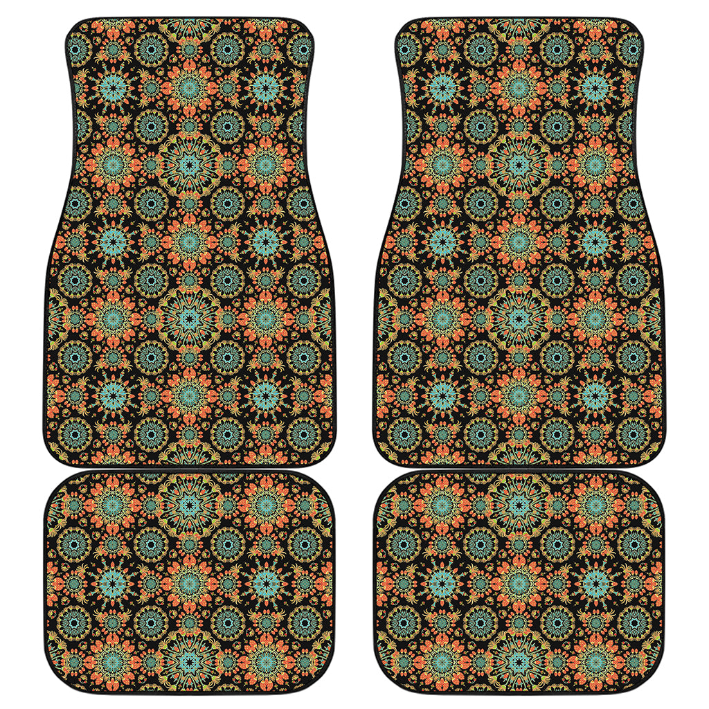 Chaotic Boho Floral Pattern Print Front and Back Car Floor Mats