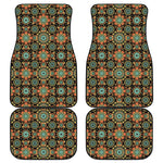 Chaotic Boho Floral Pattern Print Front and Back Car Floor Mats