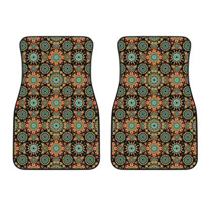 Chaotic Boho Floral Pattern Print Front Car Floor Mats