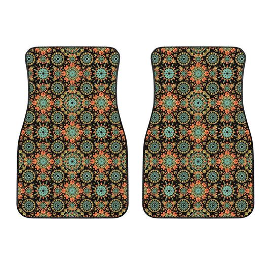 Chaotic Boho Floral Pattern Print Front Car Floor Mats