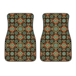 Chaotic Boho Floral Pattern Print Front Car Floor Mats
